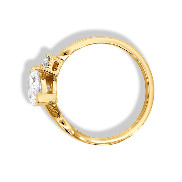 1.50CT-2.50CT Pear Cut Moissanite Diamond Unique Curved Engagement Ring