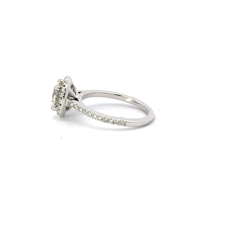 1.0-3.0 CT Round CVD Diamond Halo Pave Setting Engagement Ring