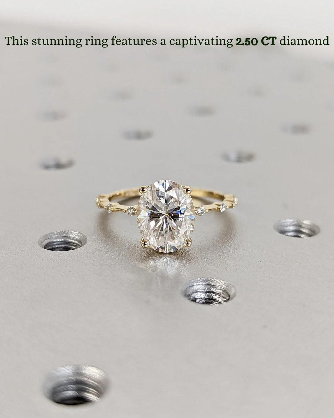 1.50-3.50 CT Oval CVD Diamond Dainty Engagement Ring