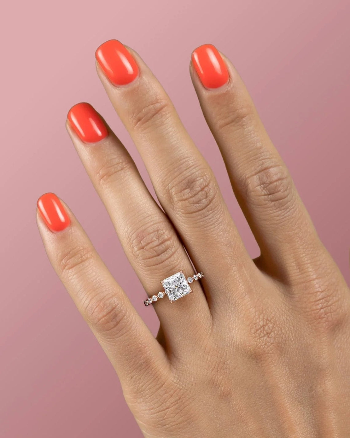 1.50 - 3.50 CT Princess Cut CVD Diamond Hidden Halo & Pave Style Engagement Ring