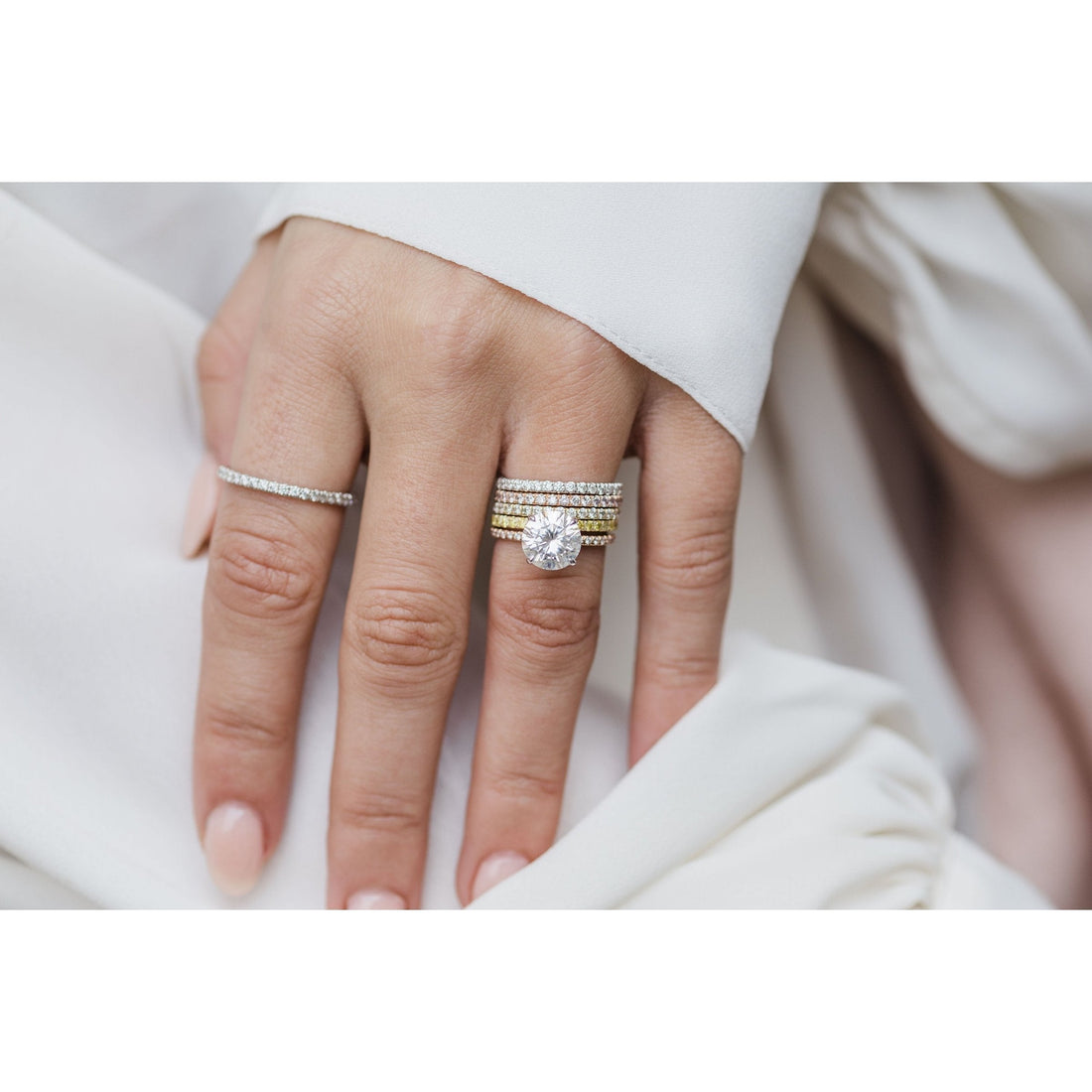 2.10CT Round Moissanite Solitaire Pave Setting Engagement Ring