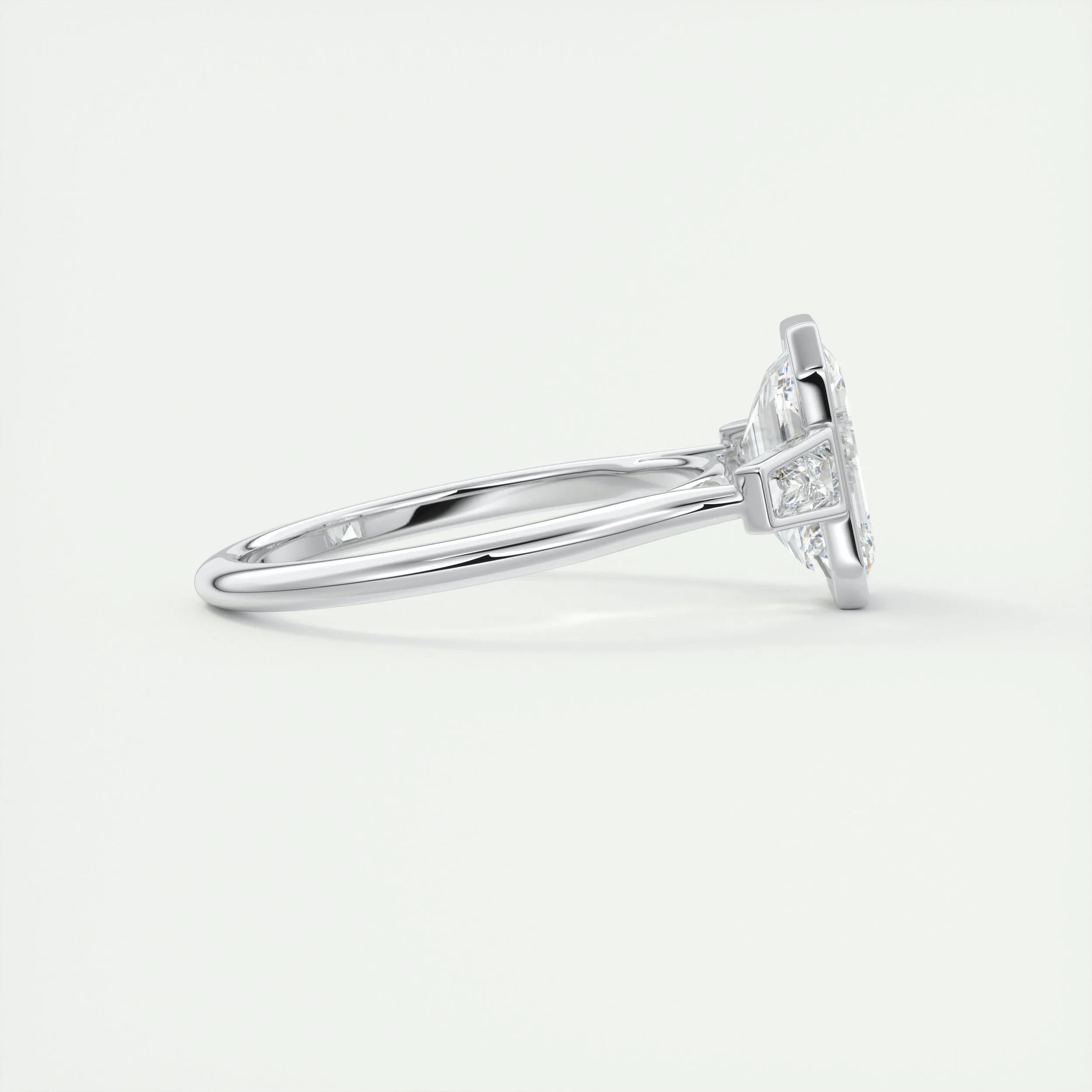 2.5 Ct Emerald Three Stone Bezel Moissanite Engagement Ring