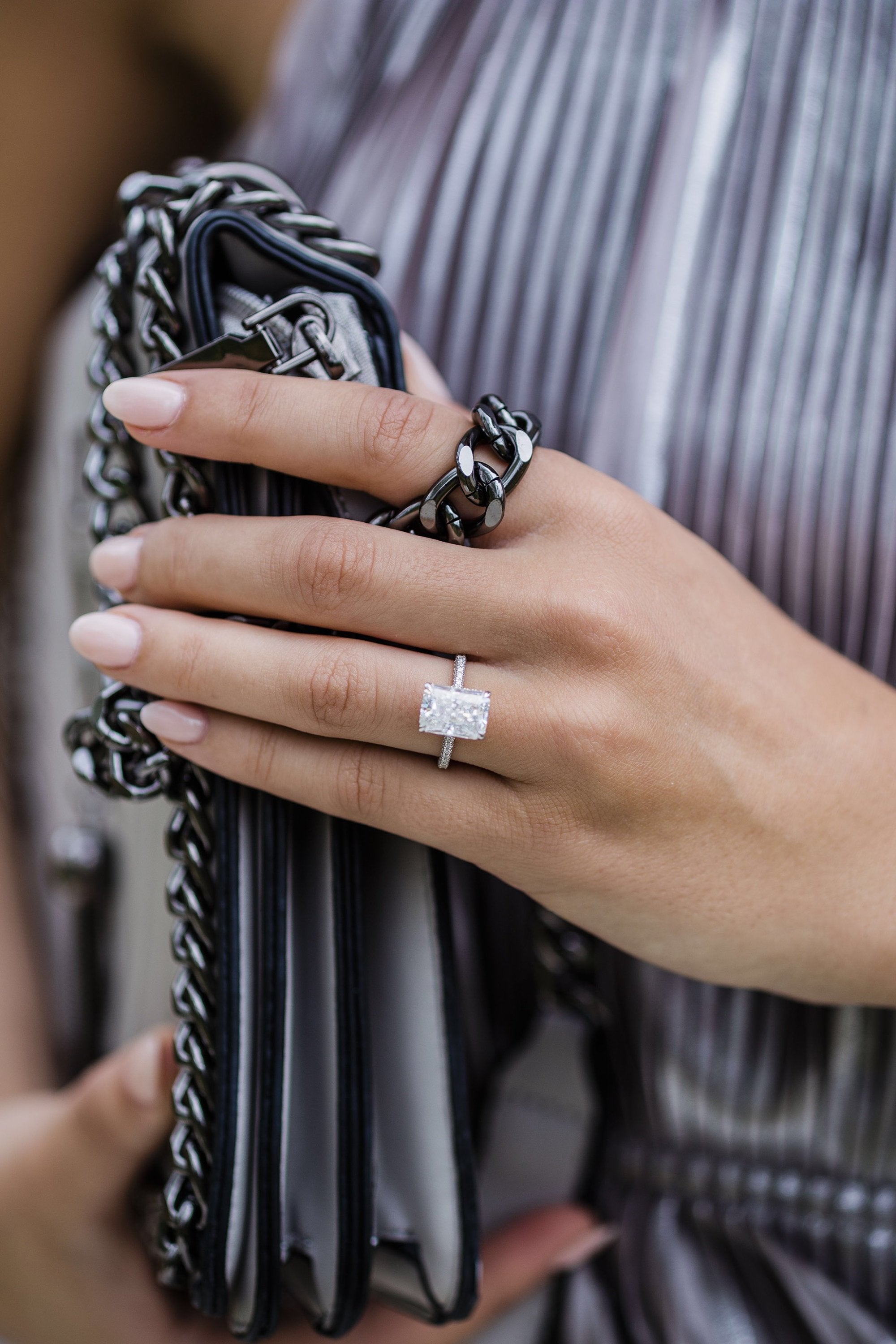 1.60 - 4.60 CT Radiant Moissanite Hidden Halo Pave Setting Engagement Ring