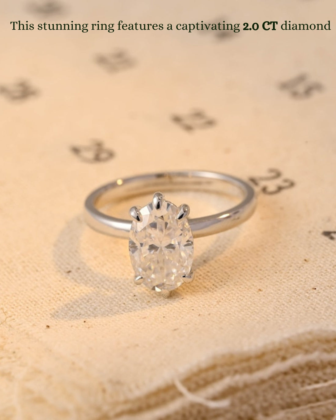 1.0-3.0 CT Oval CVD Diamond Solitaire Engagement Ring