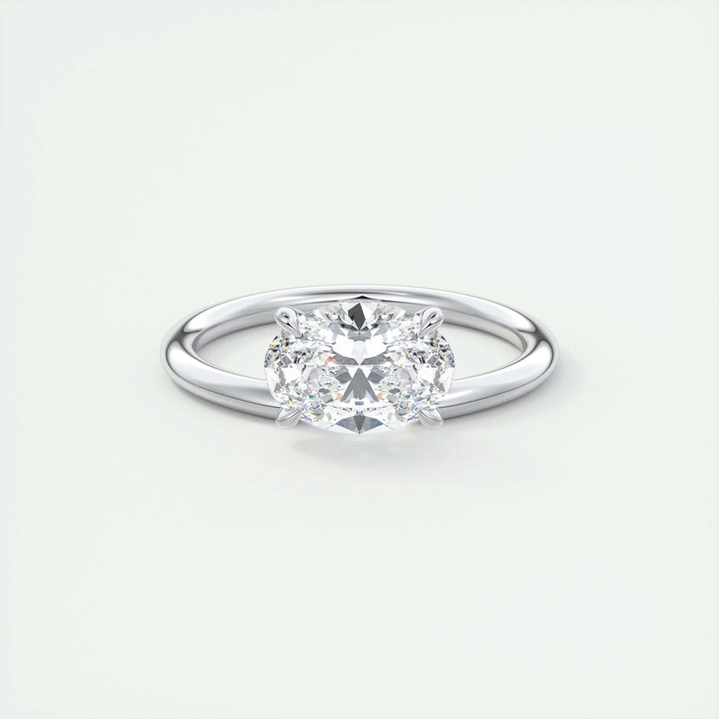 2.0 Ct Oval East West Cantilever Solitaire Moissanite Engagement Ring
