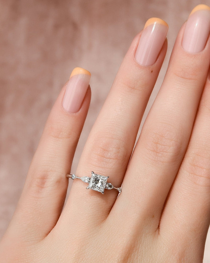 2.0 - 4.0 CT Princess Cut CVD Diamond Hidden Halo & Dainty Engagement Ring