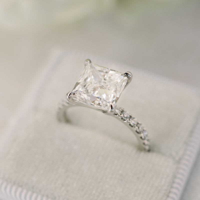 1.50CT Princess Cut Moissanite Solitaire Engagement Ring