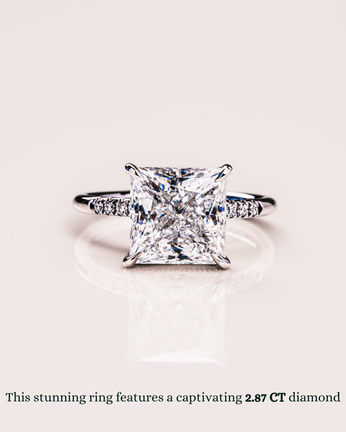 1.0 - 3.87 CT Princess CVD Diamond Hidden Halo Engagement Ring
