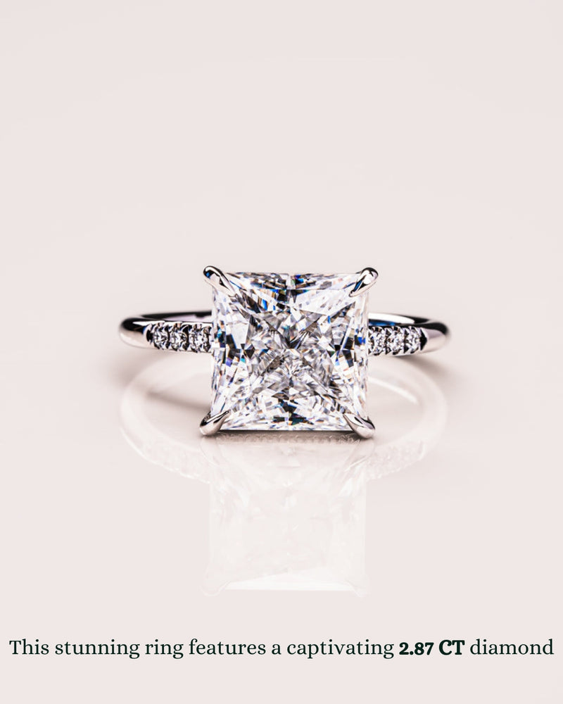 1.0 - 3.87 CT Princess CVD Diamond Hidden Halo Engagement Ring