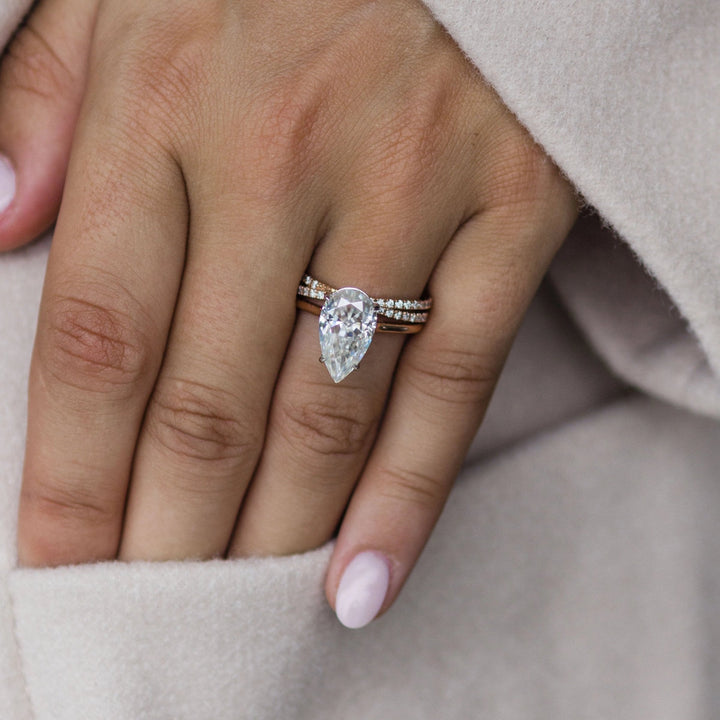 4.50CT Pear Cut Moissanite Solitaire Engagement Ring