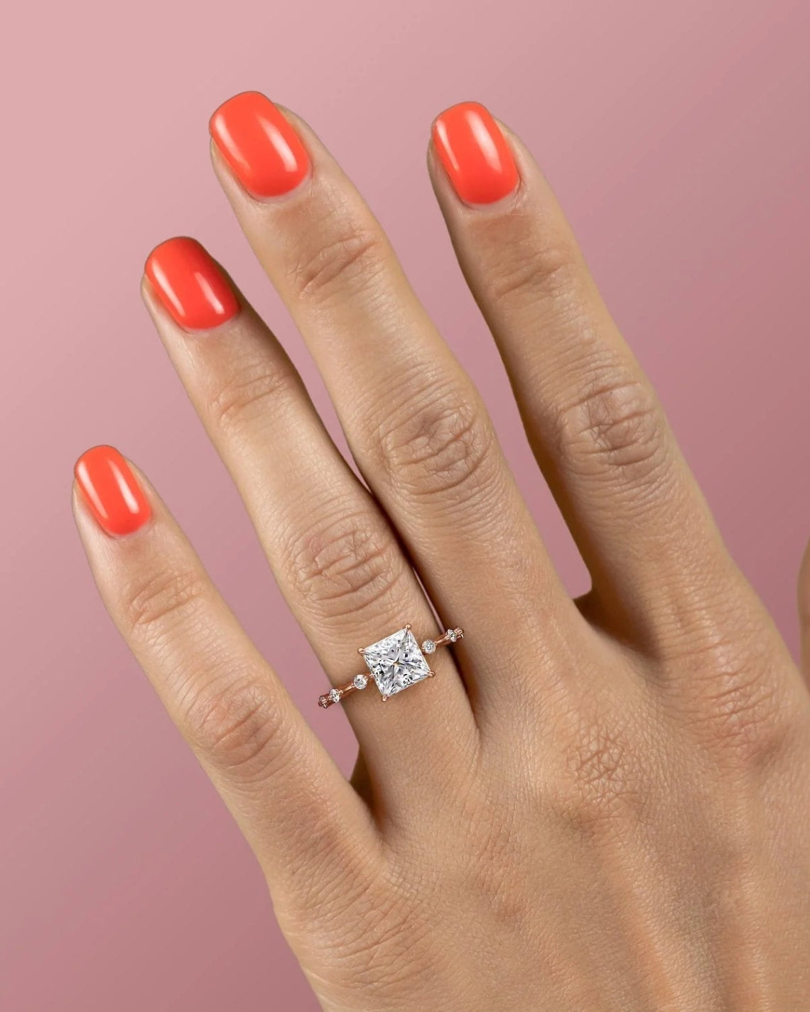 1.50 -3.50 CT Cut Princess Hidden Halo & Dainty Setting Engagement Ring