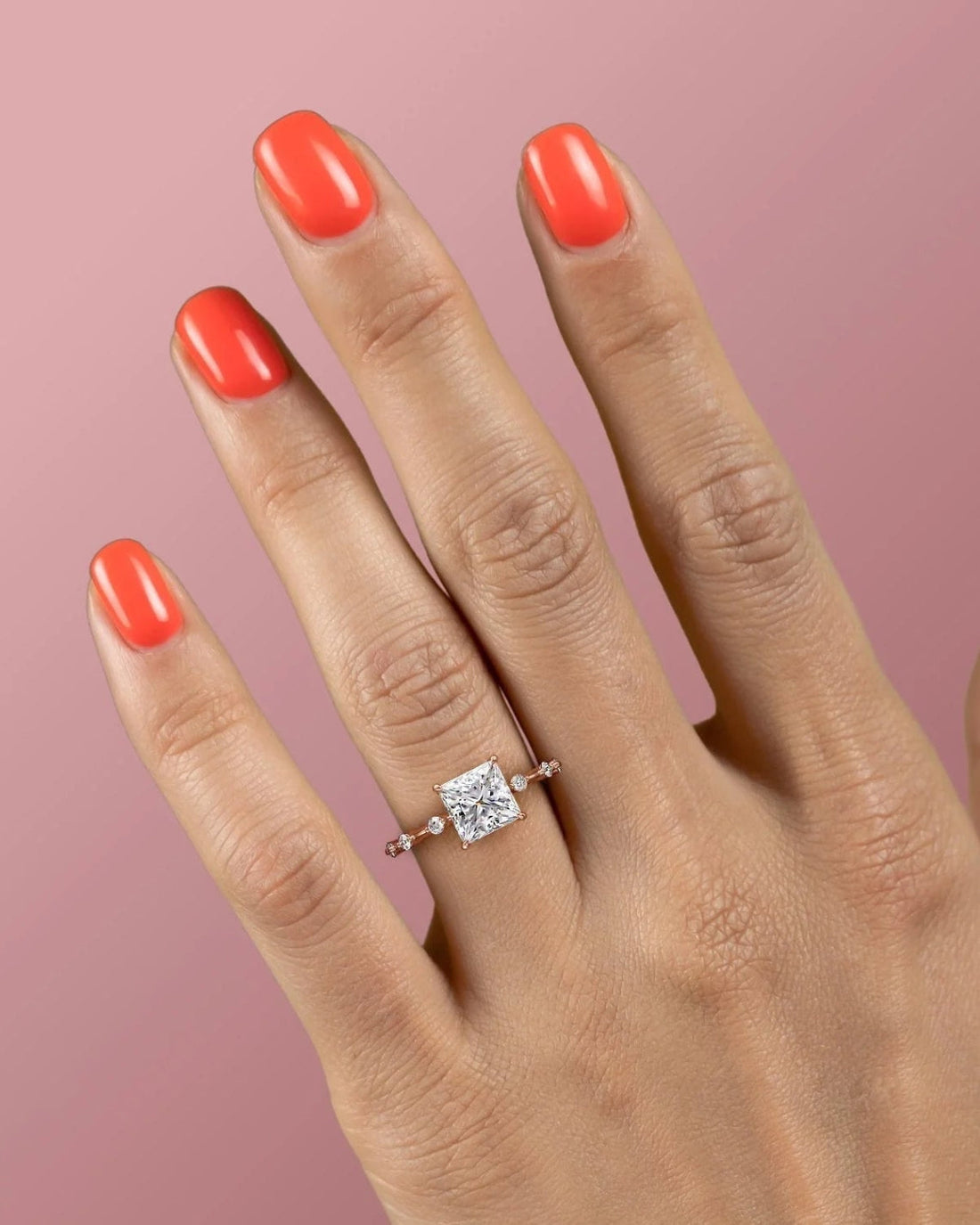 1.50 -3.50 CT Cut Princess Hidden Halo & Dainty Setting Engagement Ring