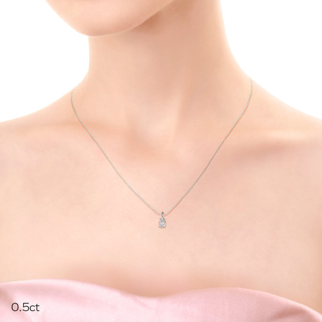0.50CT-1.0CT Pear Cut Moissanite Solitaire Layering Necklace