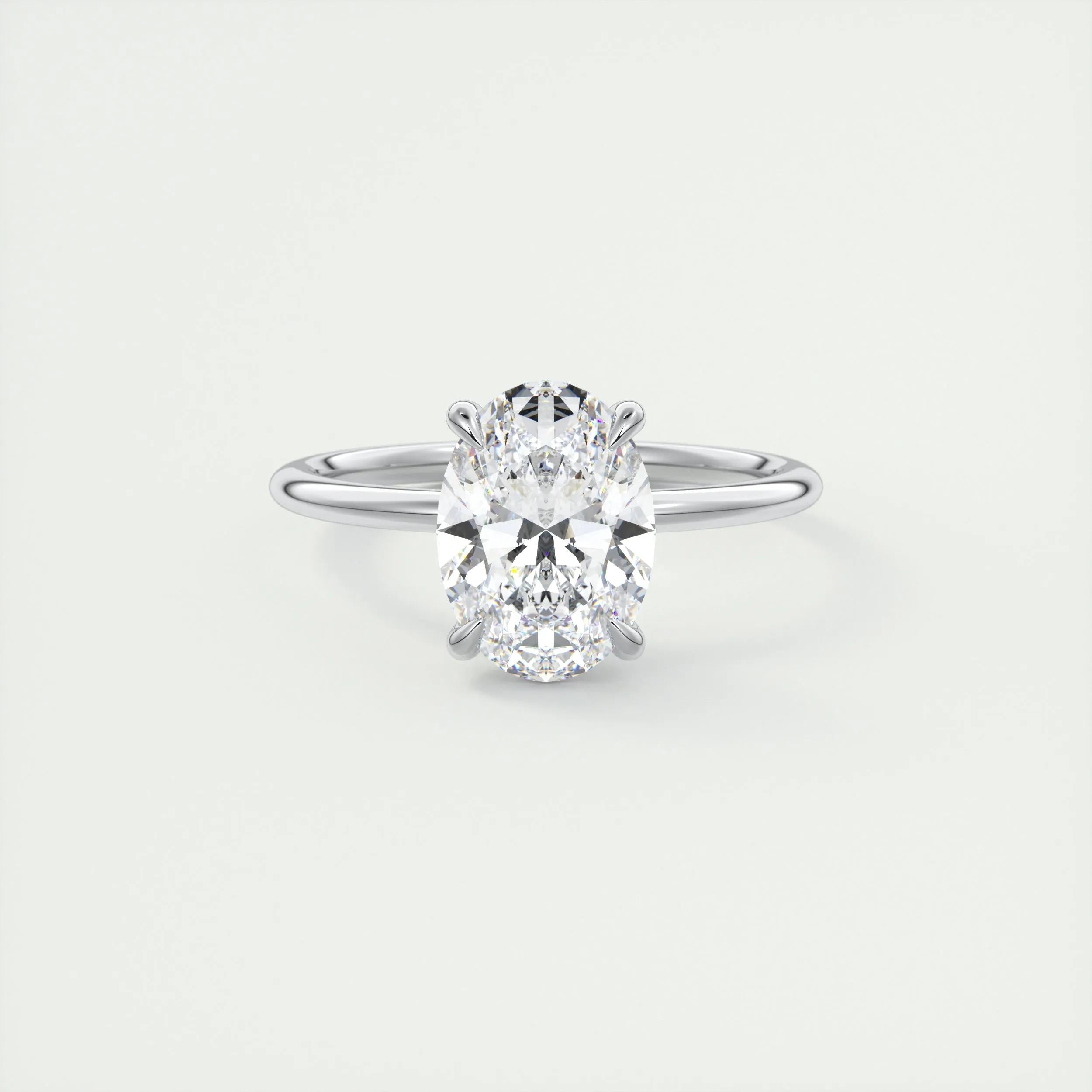 2.5 Ct Oval Solitaire With Hidden Halo Moissanite Diamond Engagement Ring