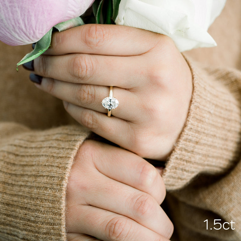 1.50ct Oval Cut Solitaire Style Moissanite Engagement Ring