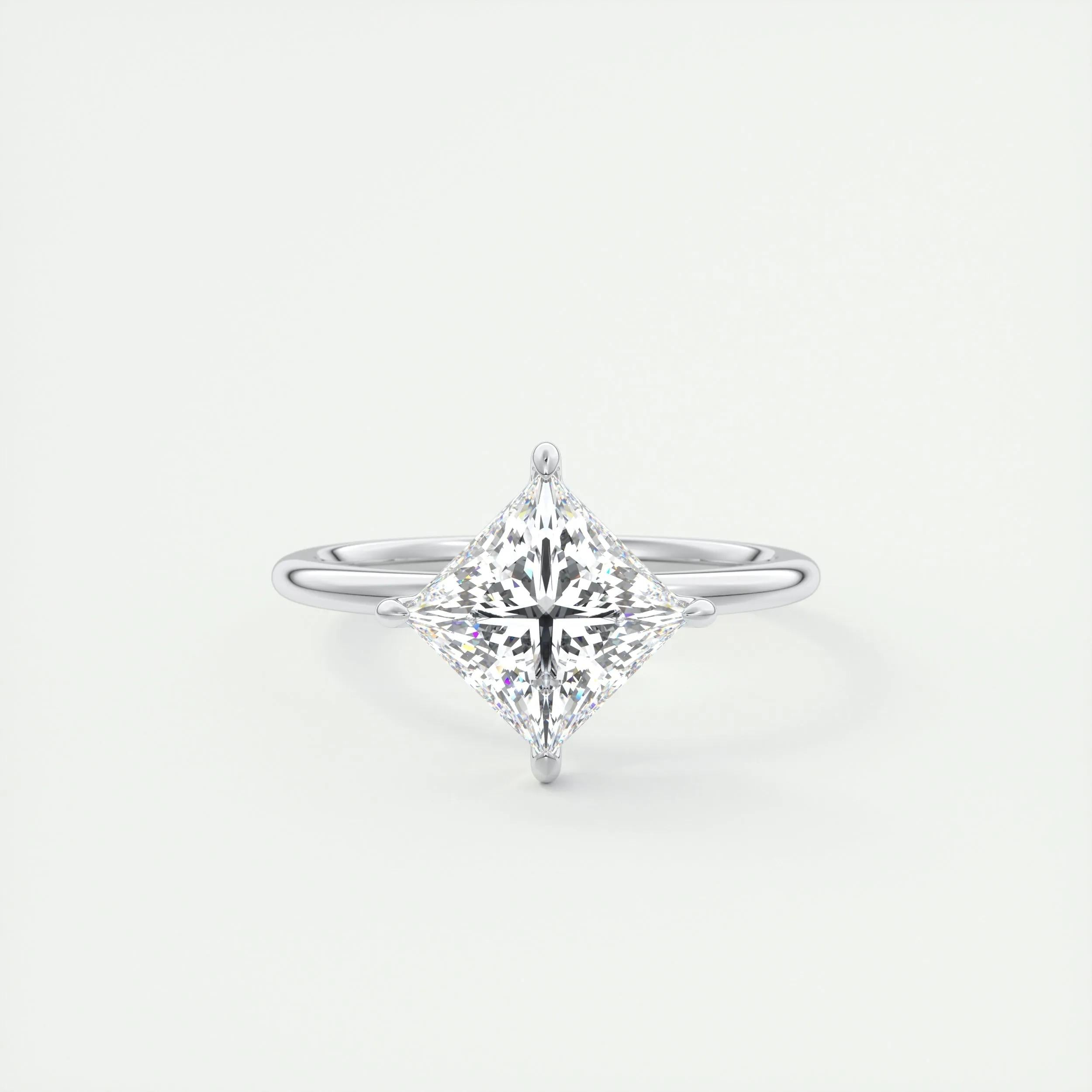2.0 Ct Princess East West Solitaire Moissanite Diamond  Engagement Ring