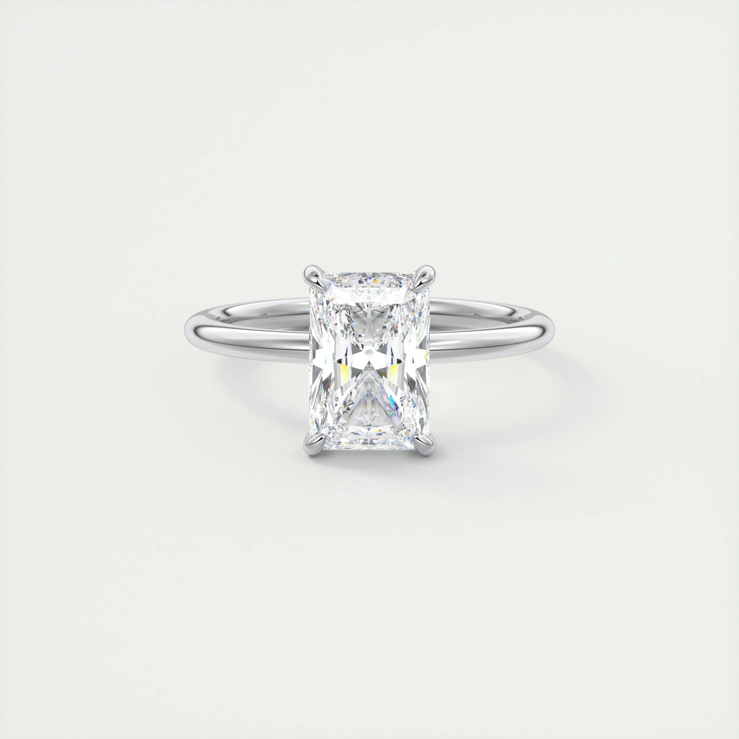 2.0 Ct Radiant Solitaire With Hidden Halo Moissanite Diamond Engagement Ring