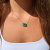 Colombian Emerald Solitaire Diamond Necklace for Women