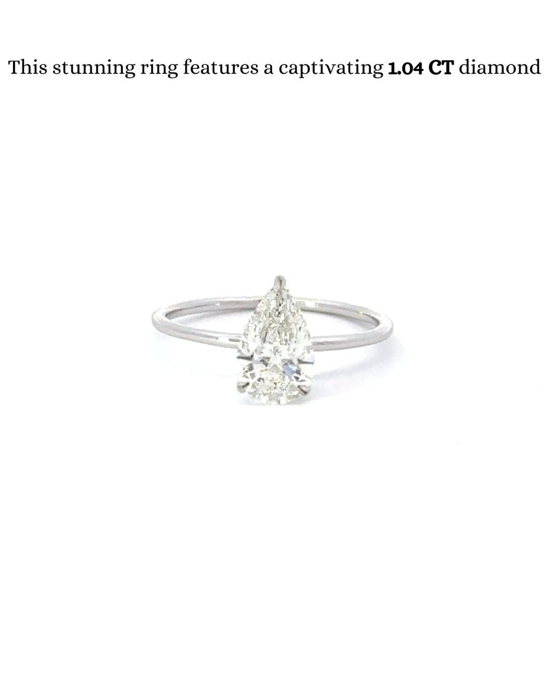 1.04-3.04 CT Pear CVD Diamond Solitaire Engagement Ring