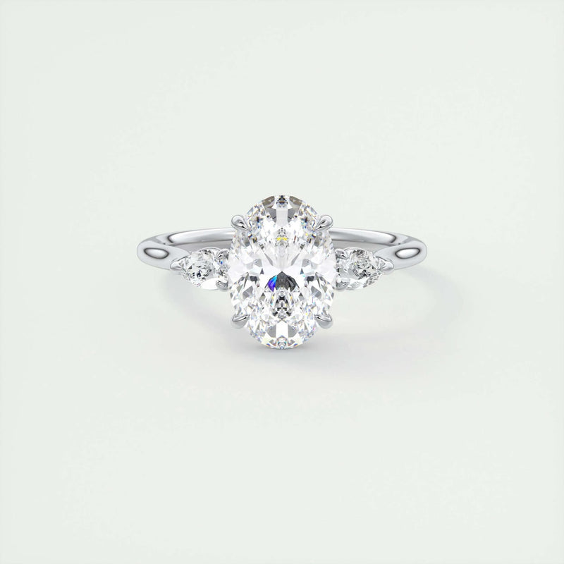 2.2 Ct Oval Three Stone Moissanite Diamond Engagement Ring