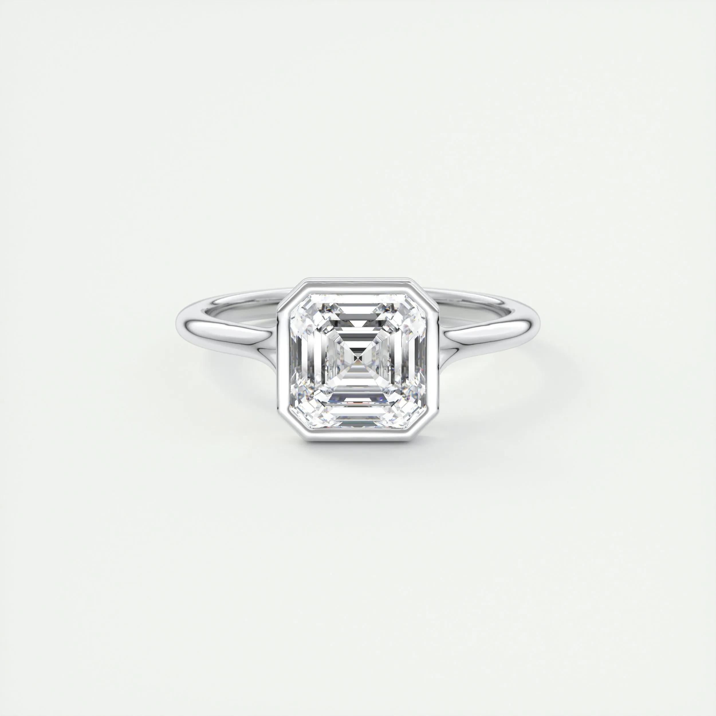 2.0 Ct Asscher Bezel Solitaire Moissanite Engagement Ring