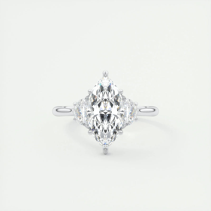 2.5 Ct Marquise Cut Moissanite Three Stone Diamond Engagement Ring