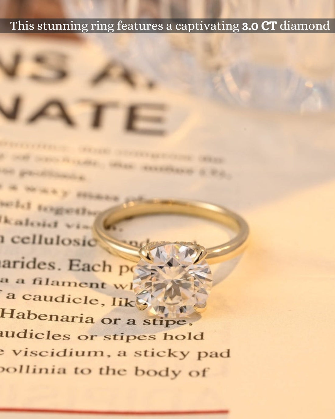 1.0-3.0 CT Round CVD Diamond Solitaire Engagement Ring