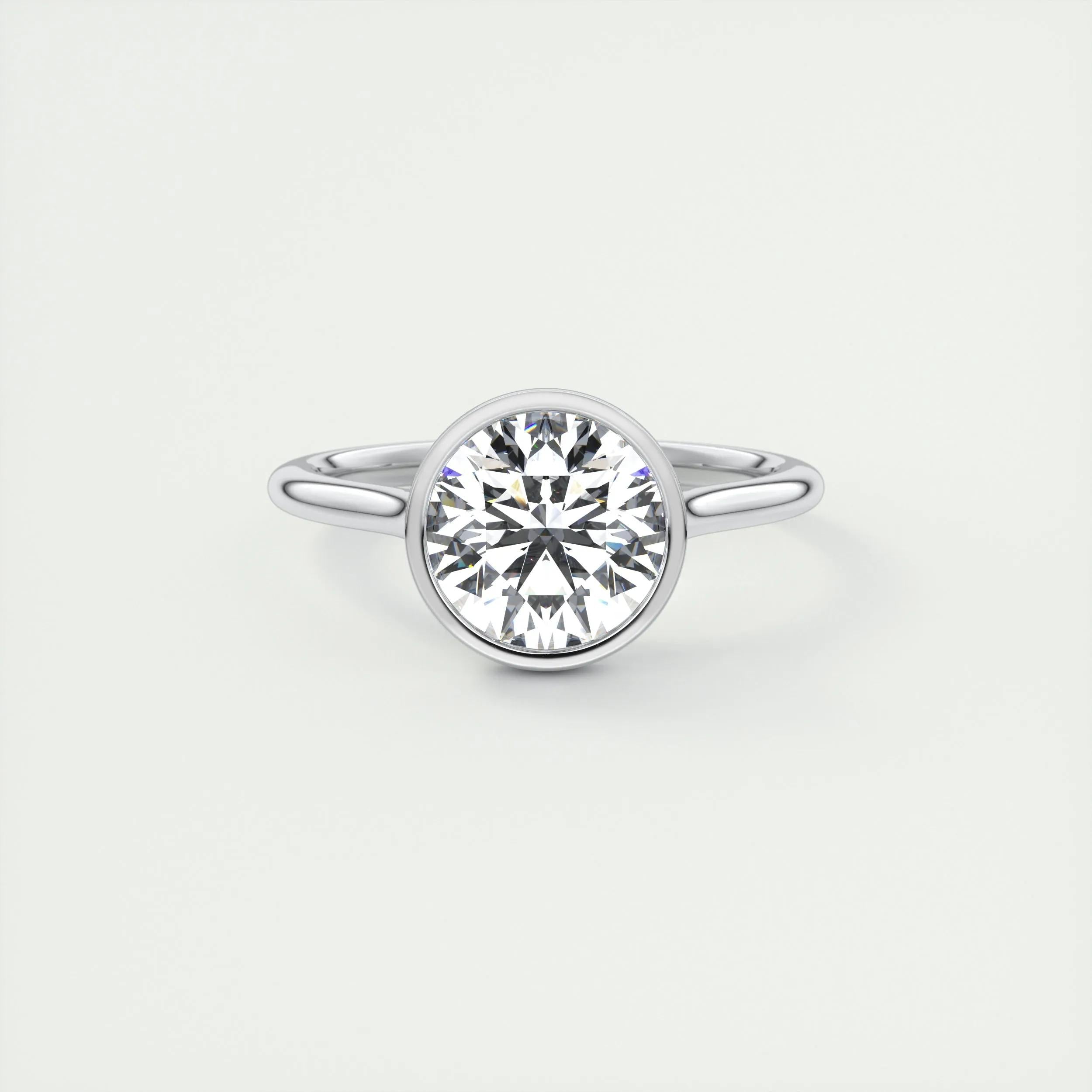 2.2 Ct Round Solitaire Bezel Moissanite Diamond Engagement Ring