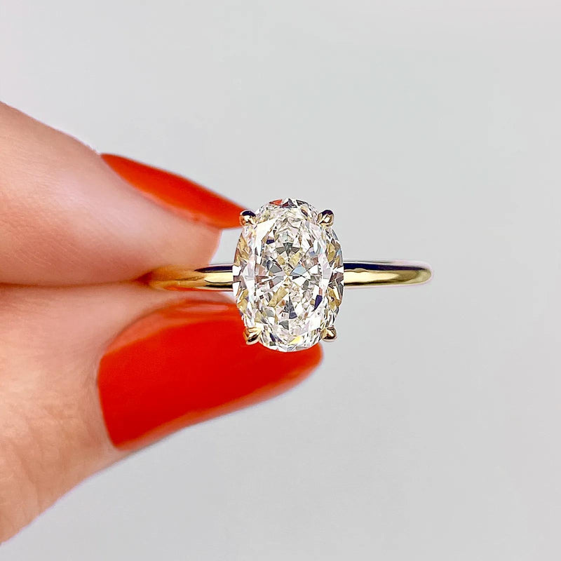 2.0 Ct Oval Floral Solitaire Moissanite Diamond Engagement Ring