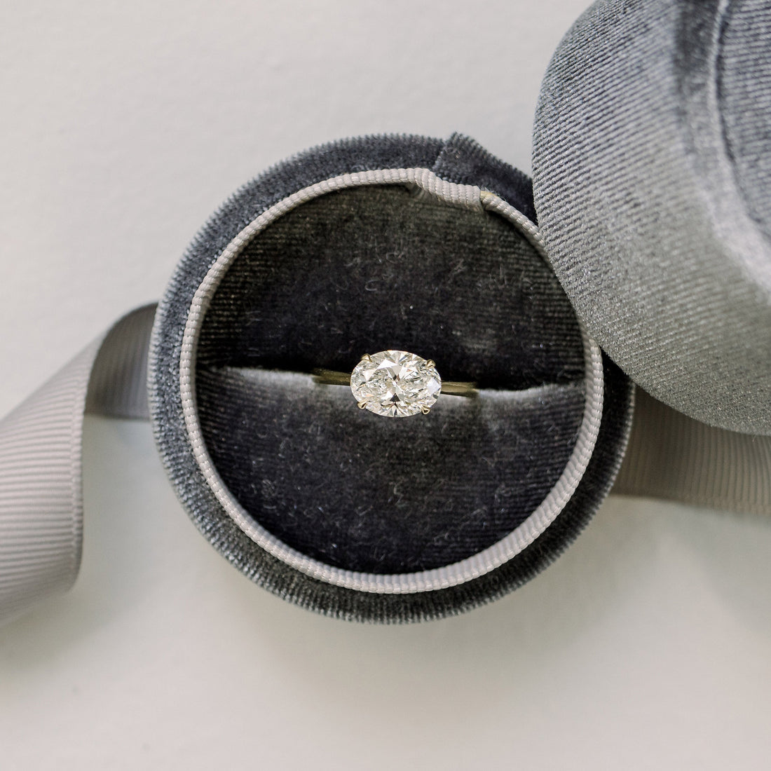 2.0ct East-West Oval Cut Moissanite Solitaire Engagement Ring