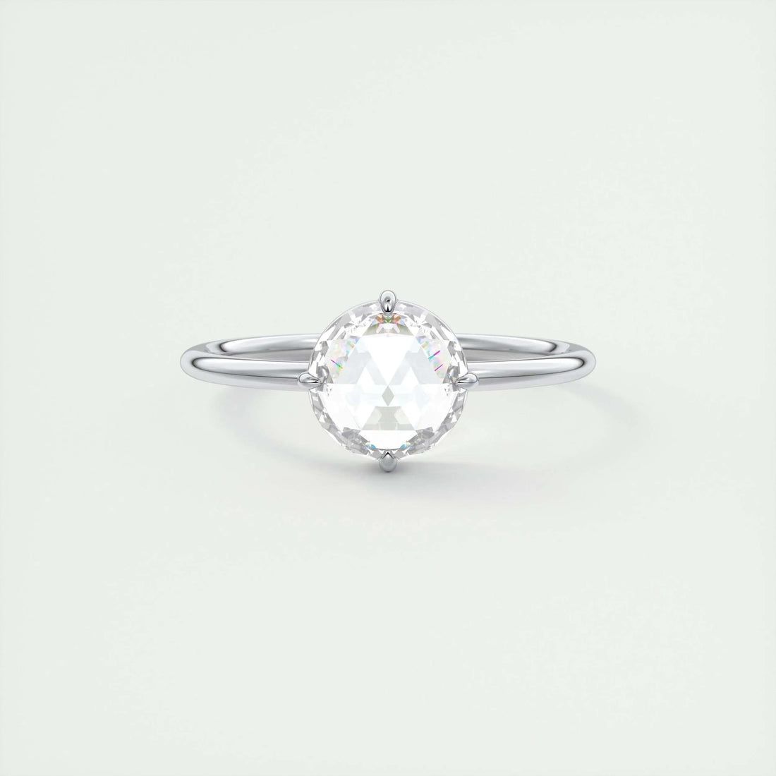 2.15 Ct Rose Cut Solitaire Full Bezel Moissanite Diamond Engagement Ring