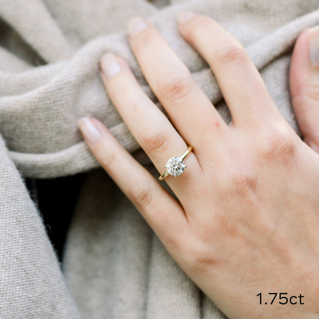 1.75ct Round Brilliant Cut Moissanite Solitaire Engagement Ring