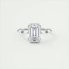 2.4 Ct Emerald Three Stone Half Bezel Solitaire Moissanite Engagement Ring