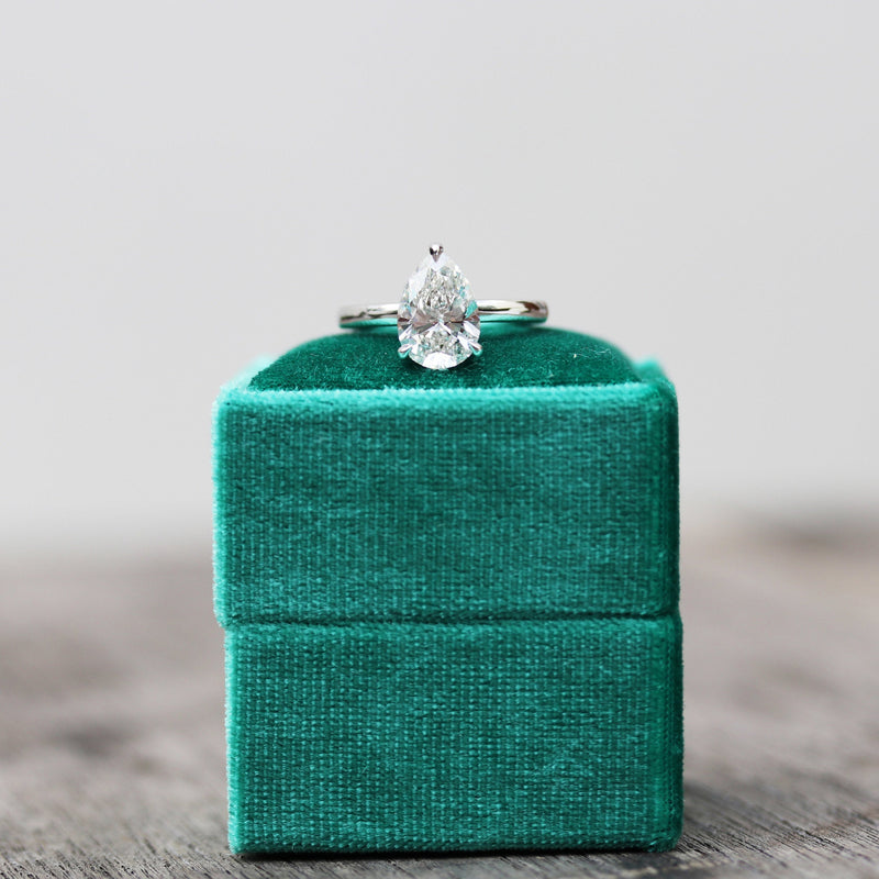 2.0ct Pear Cut Moissanite Solitaire Engagement Ring