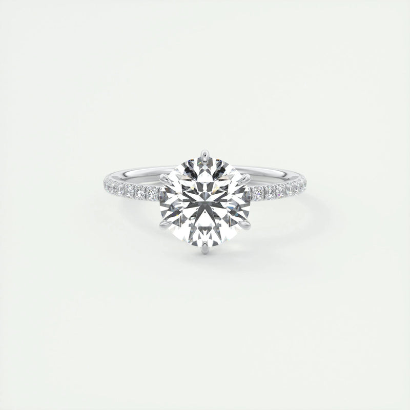 2.0 Ct  Round Cut Pave Moissanite  Diamond Engagement Ring