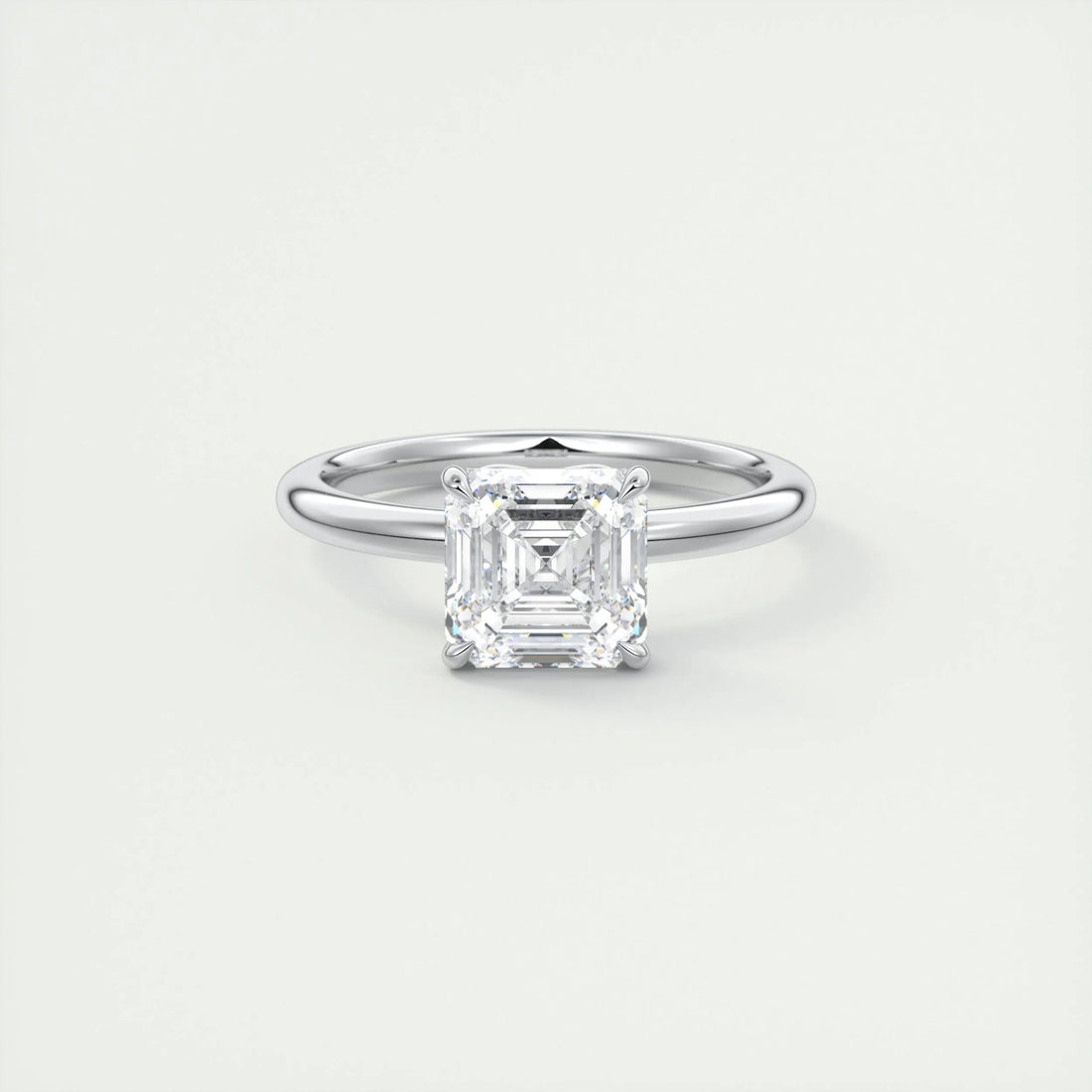 2.0 Ct Asscher Solitaire Moissanite Diamond Engagement Ring