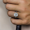4.65CT Crushed Ice Cushion Moissanite Hidden Halo Pave Setting Engagement Ring