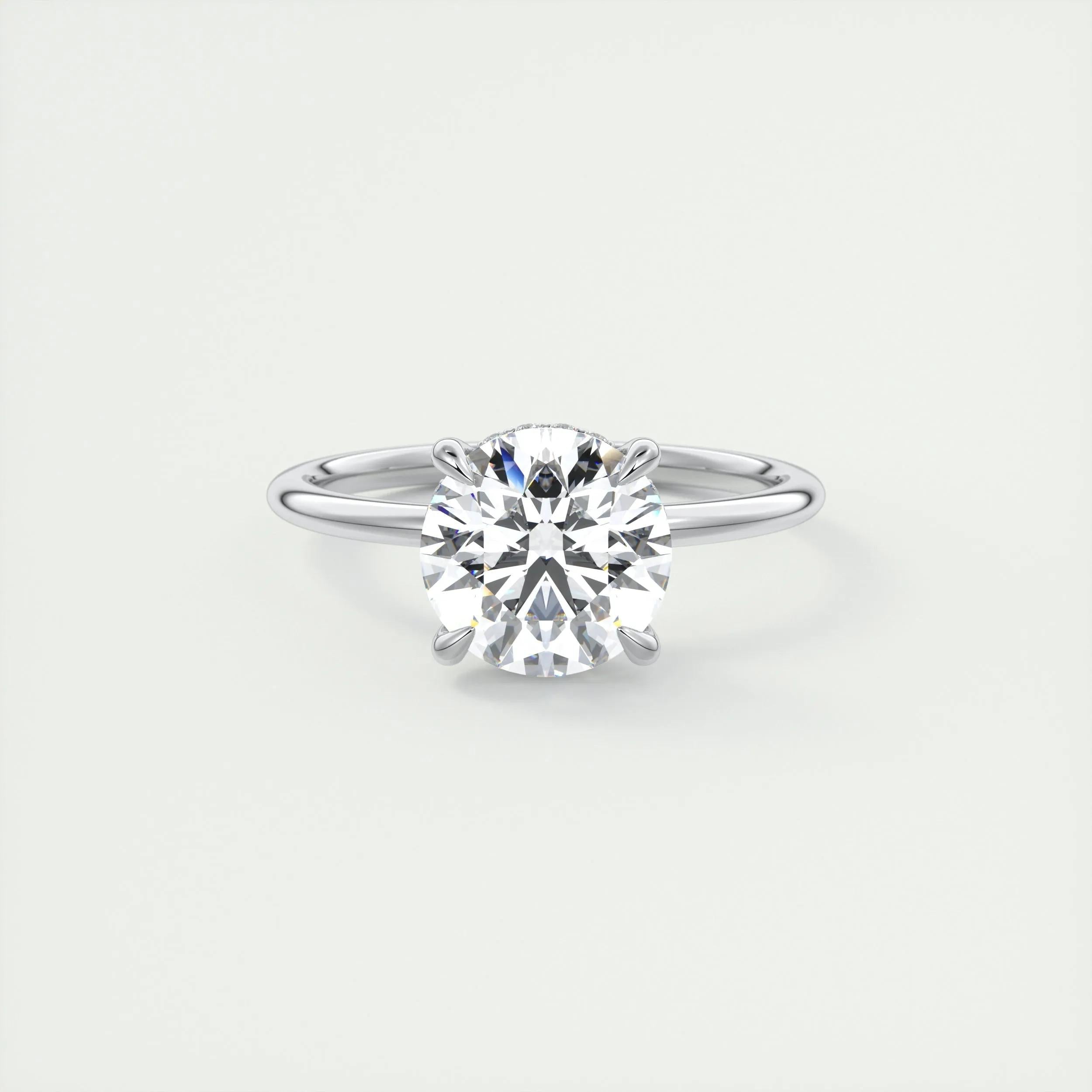 2.55 Ct Round Hidden Halo Moissanite Diamond Engagement Ring