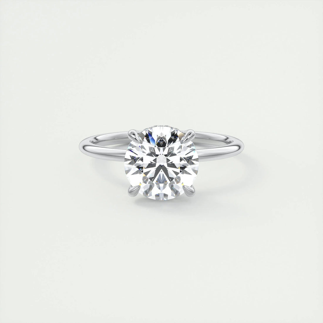 2.55 Ct Round Hidden Halo Moissanite Diamond Engagement Ring
