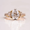 1.0 - 3.0 CT Oval CVD Diamond Three Stone Style Engagement Ring