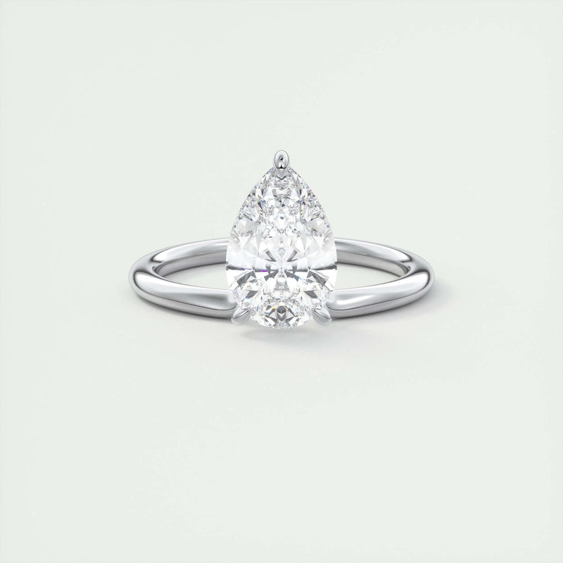 2.0 Ct Pear Cantilever Solitaire Moissanite Diamond Engagement Ring