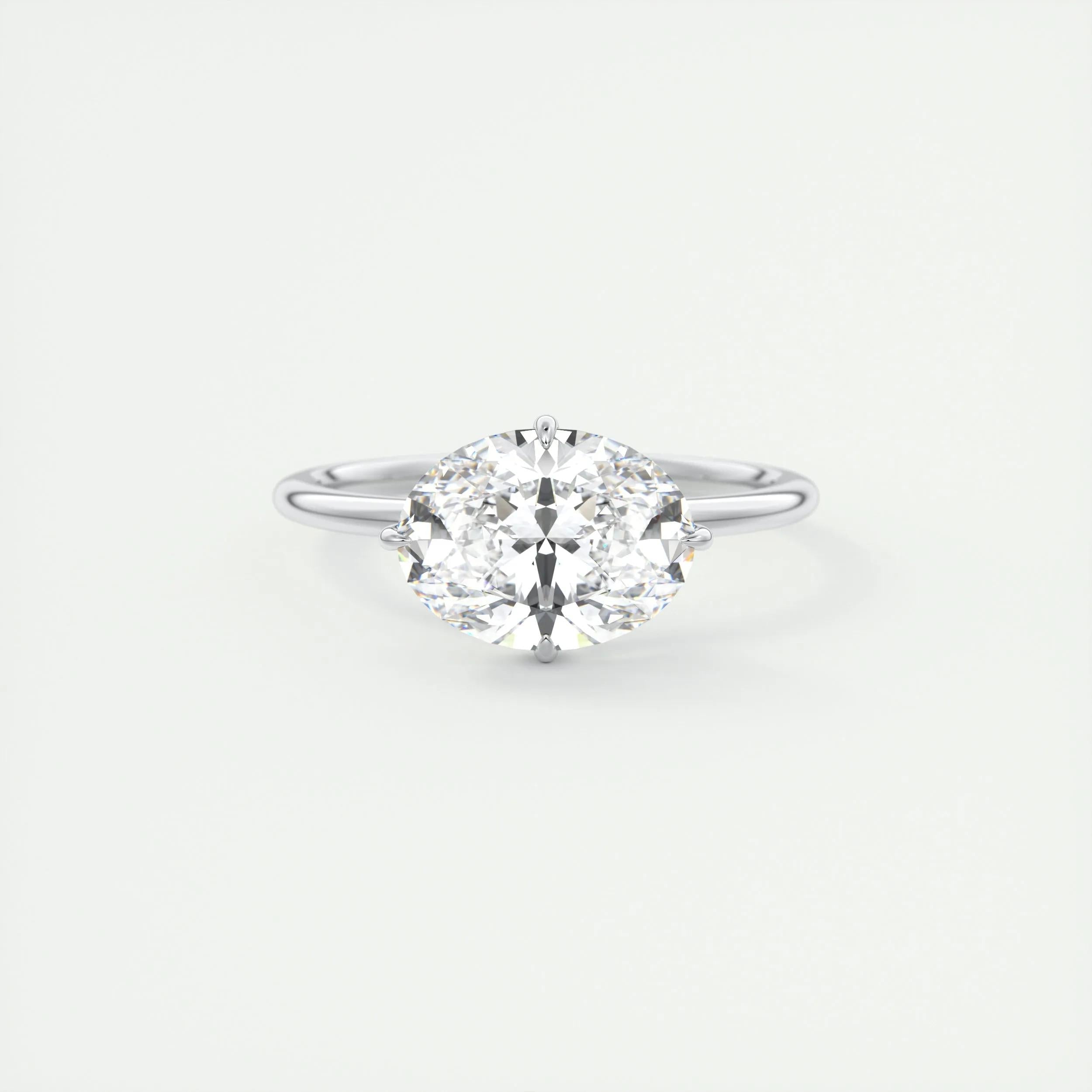 2.5 Ct Oval solitaire with Hidden Halo Moissanite Diamond Engagement Ring