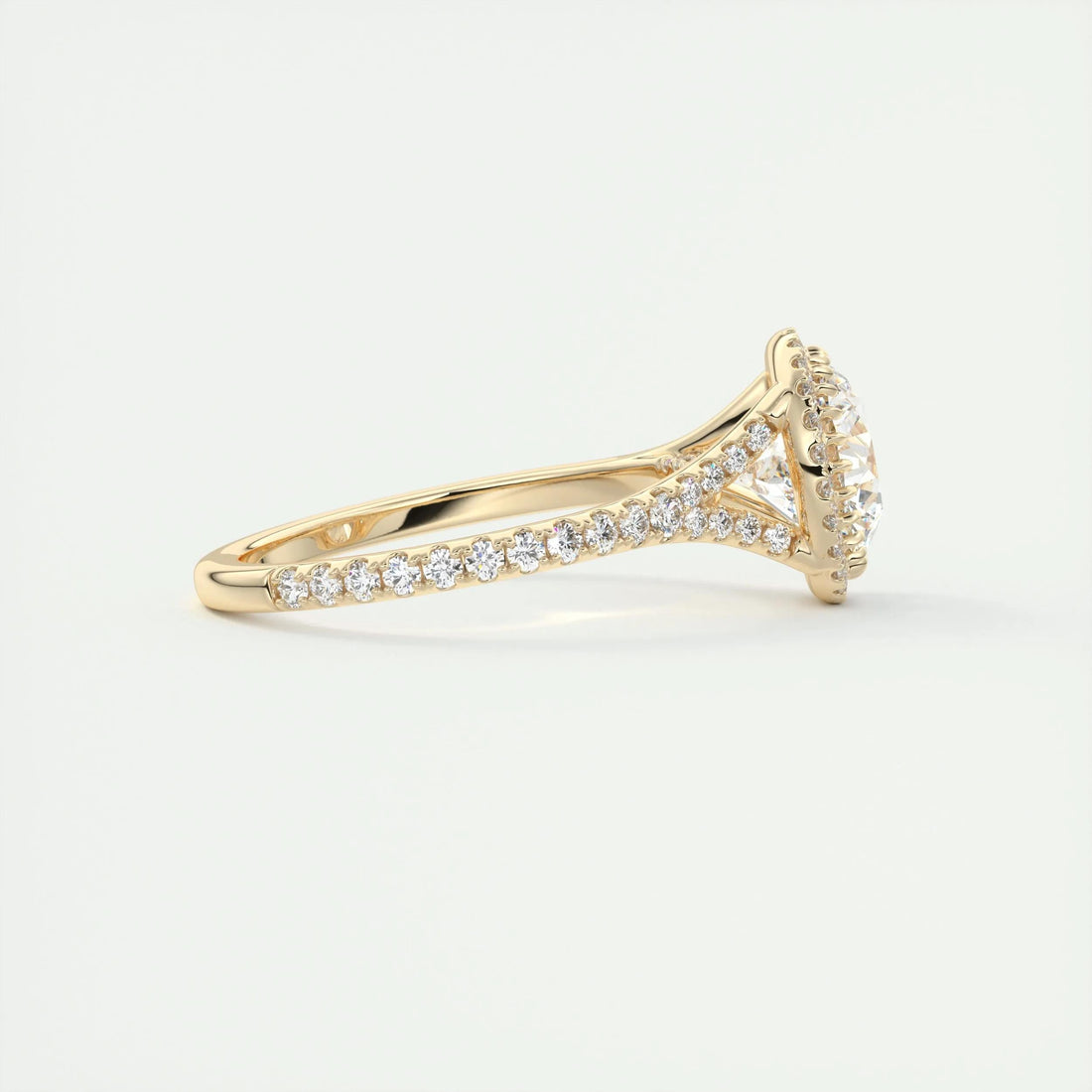 3.05 Ct Round Halo Cathedral Moissanite Diamond Engagement Ring