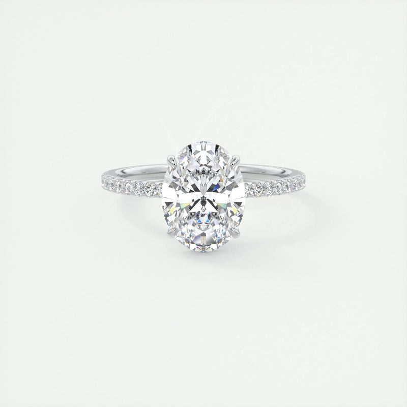 2.0 Ct  Oval Cut Moissanite Pave Diamond Engagement Ring