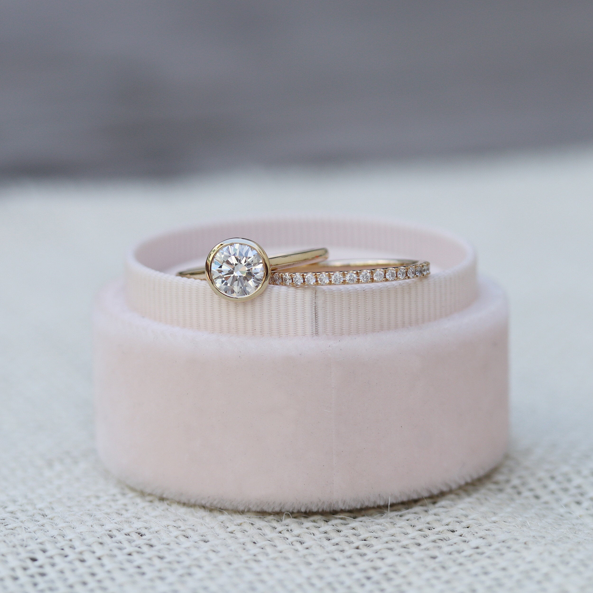 1.5ct Round Cut Moissanite Bezel Solitaire Engagement Ring