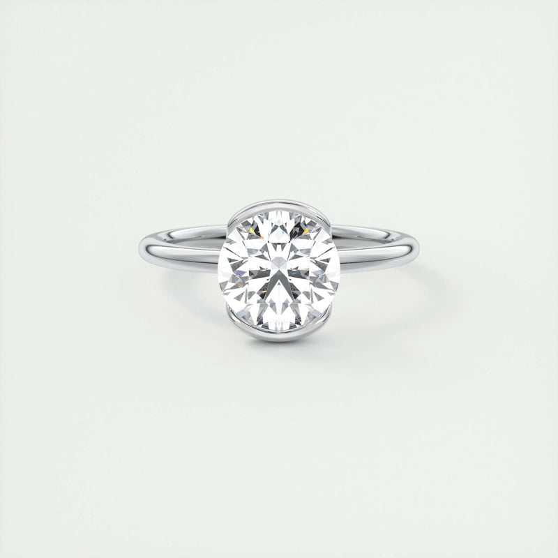 2.1 Ct Round East West Half Bezel Solitaire Moissanite Diamond Engagement Ring