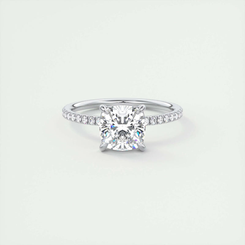 2.54 Ct Cushion Pavé Moissanite Diamond Engagement Ring