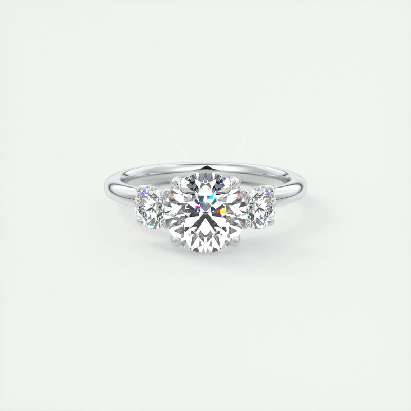2.4 Ct Round Three Stone Moissanite Diamond Engagement Ring