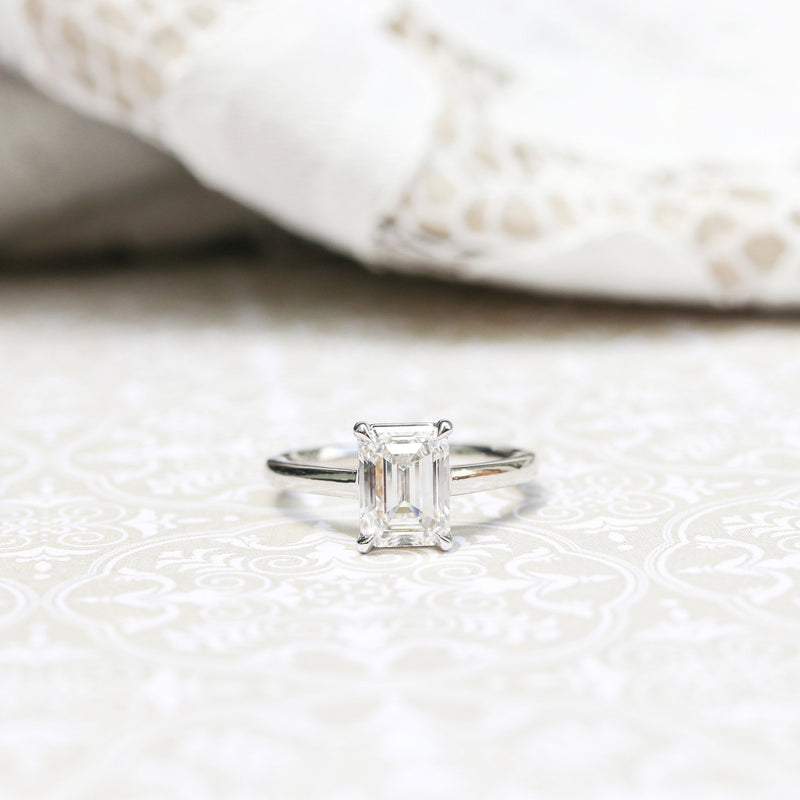 1.75ct Emerald Cut Moissanite Solitaire Engagement Ring