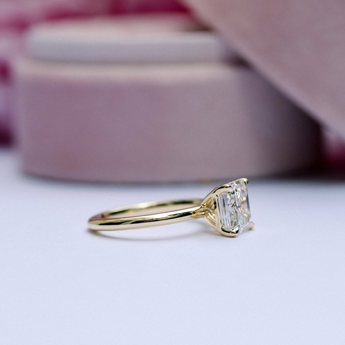 2.0ct Asscher Cut Moissanite Solitaire Engagement Ring